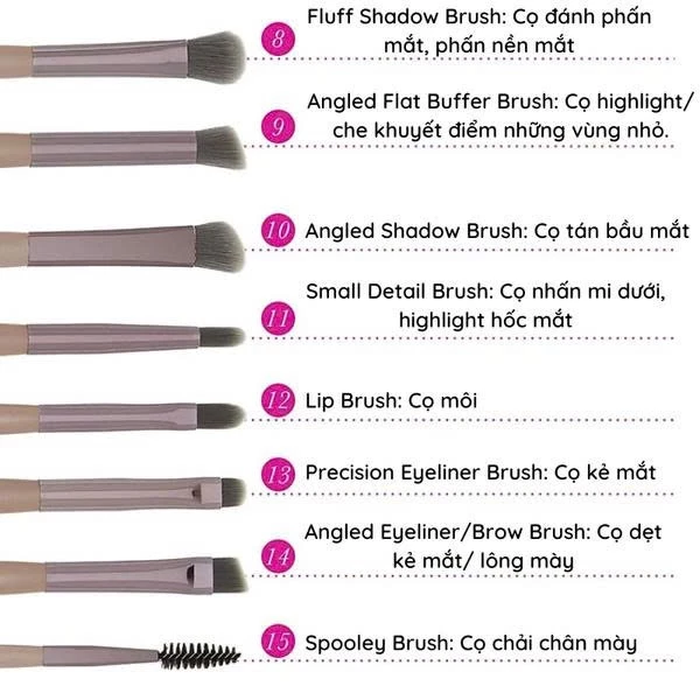Bộ Cọ Trang Điểm Chuyên Nghiệp 15 Cây BH COSMETICS Lavish Elegance BHBO01.1